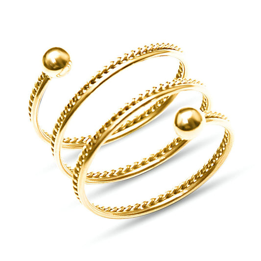 J-18K Waterproof. hypoallergenic,tarnish free GOLD PLATED STAINLESS STEEL TWISTED  FINGER RING, SIZE 7