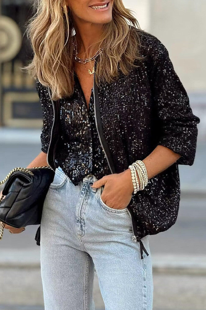 Bundle of Black Sequin Zip Up Jacket