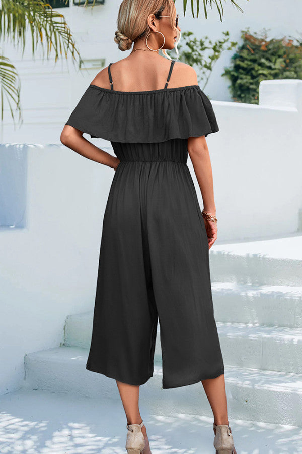 Bundle of Black Off Shoulder High Waist Wide Leg Jumpsuit