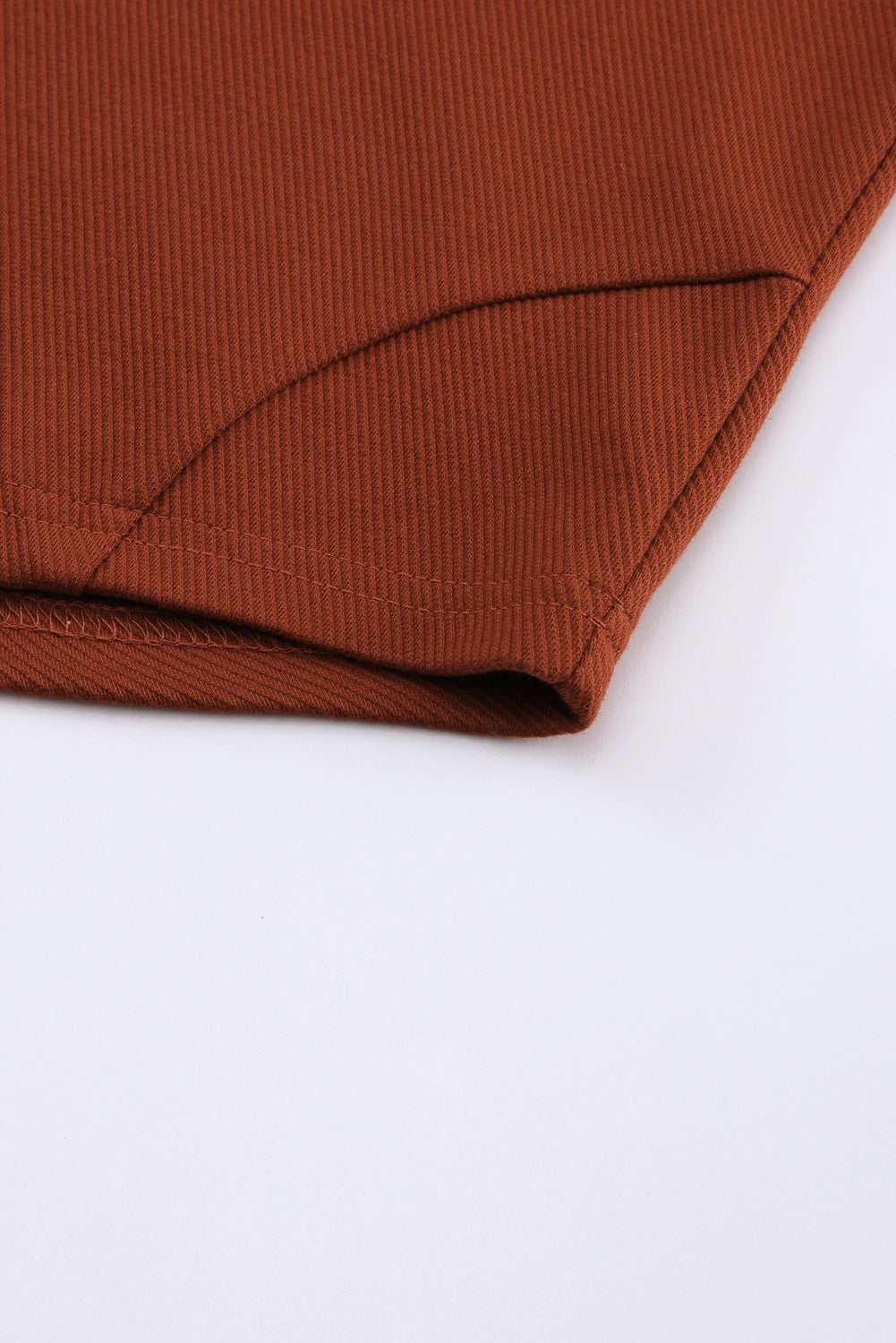 Rust Exposed Seam Drop Shoulder Henley Top