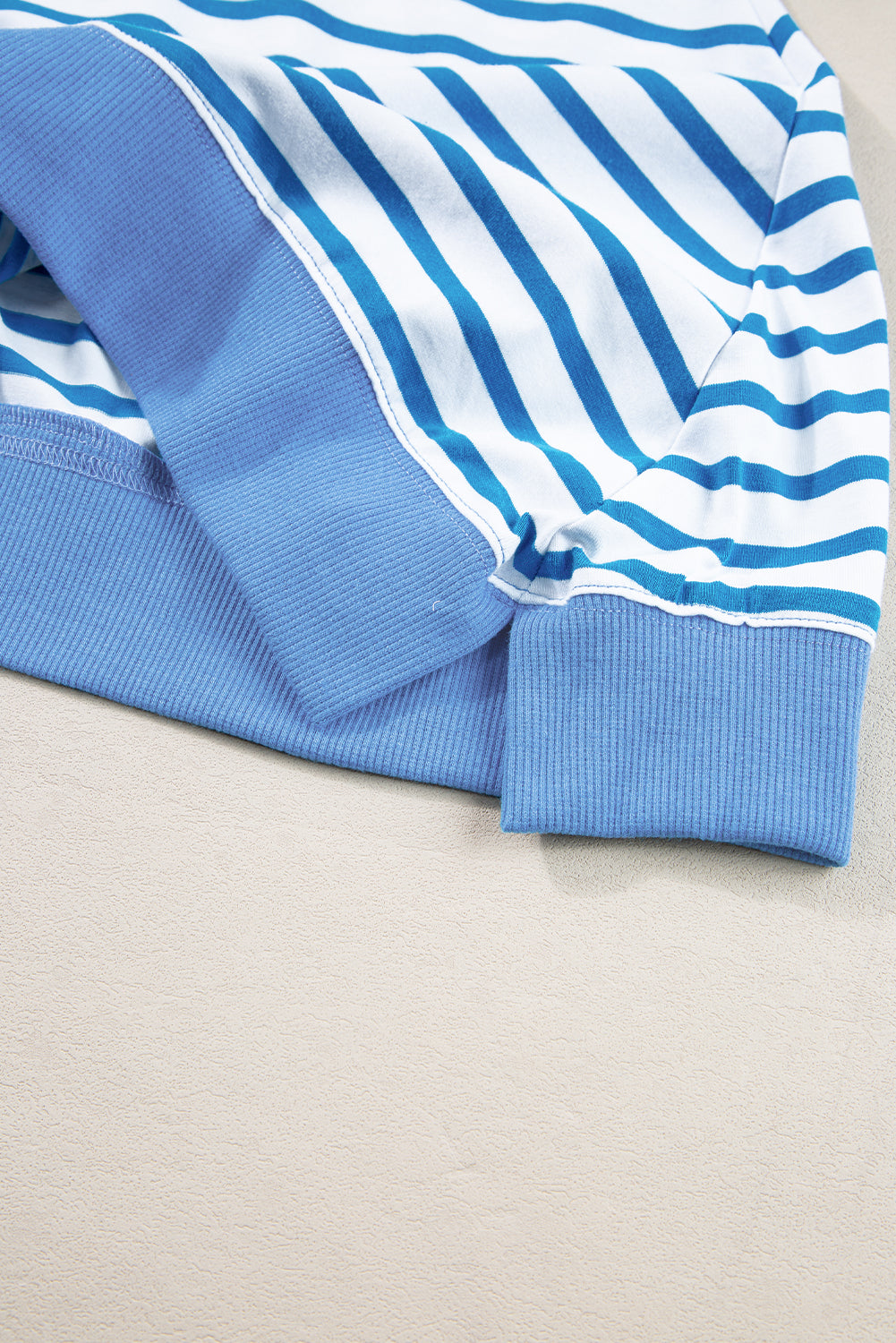 Blue Stripe Contrast Patchwork Oversized T Shirt