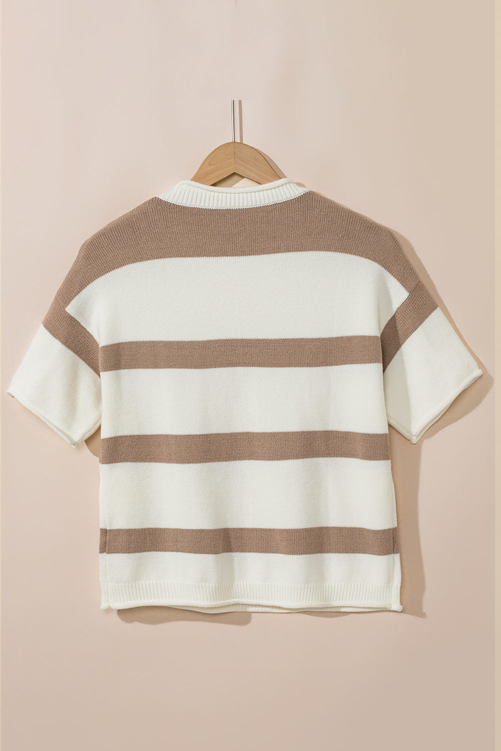 Stripe Dropped Short Sleeve Lightweight Knitted Sweater