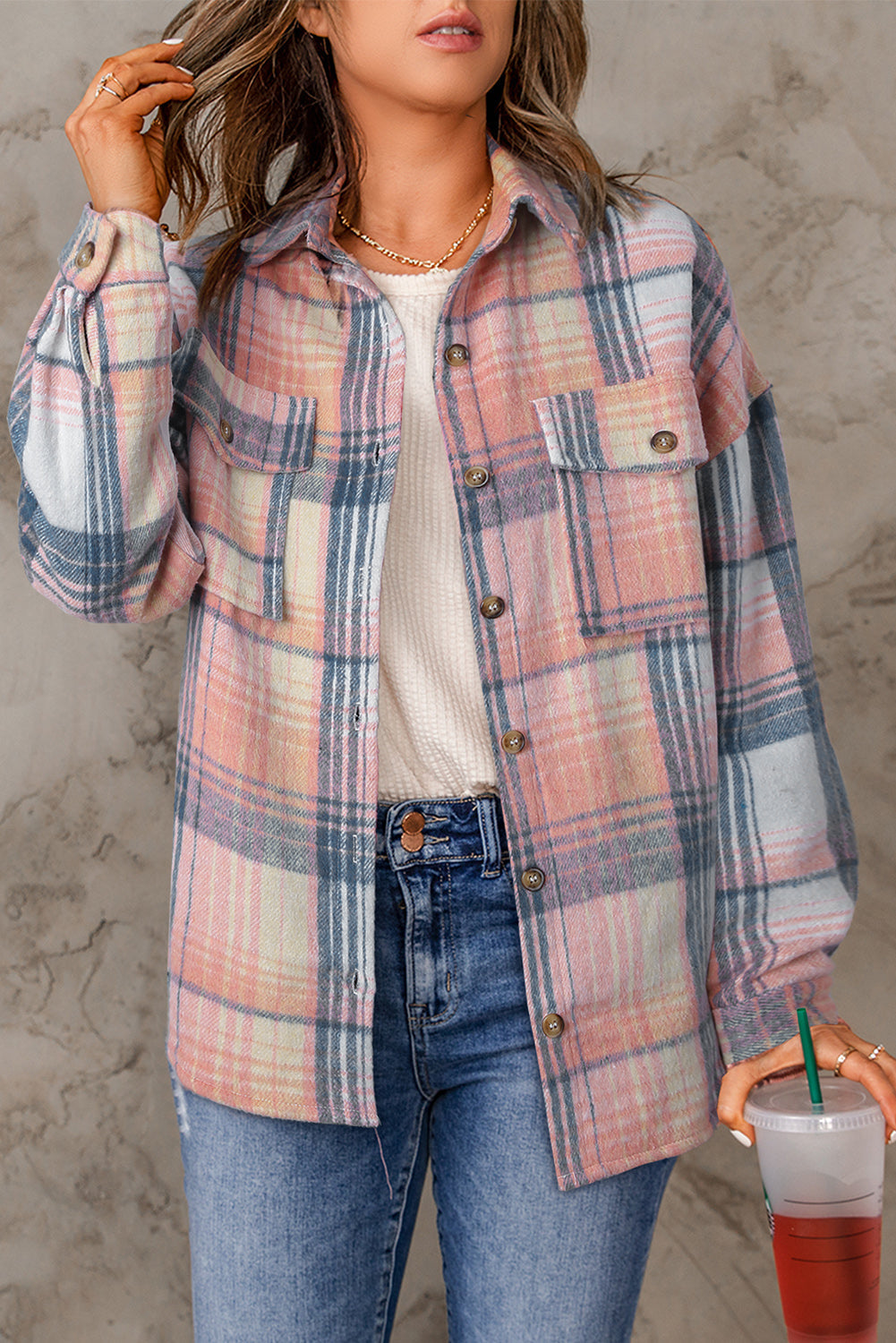 Pink Plaid Flannel Shacket