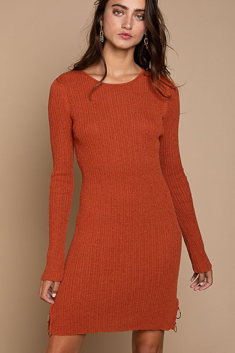 POL-Sweater Dress Ring detailed Long Sleeve