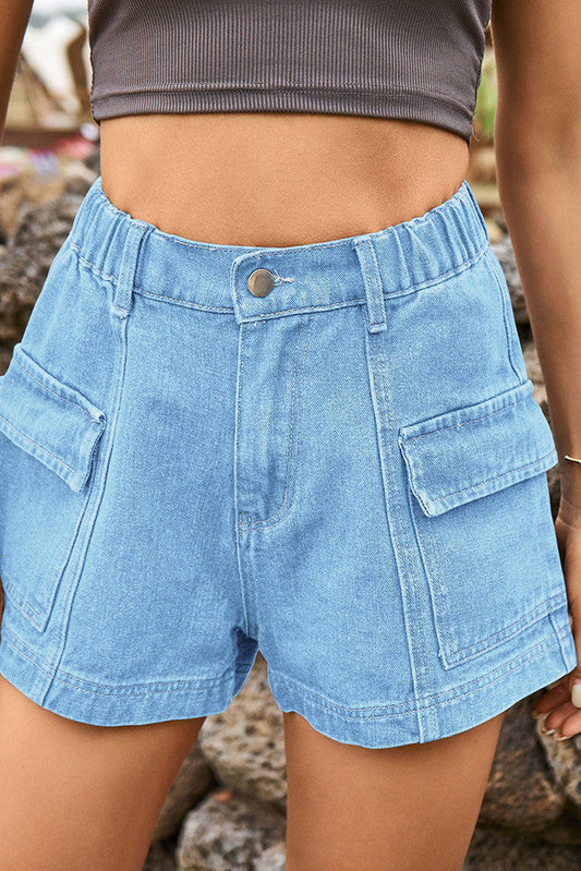 Bundle of High Waist Denim Shorts With Cargo Pockets