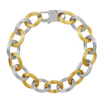 J-Waterproof, tarnish free,hypoallergenic SILVER AND GOLD  18K GOLD PLATED STAINLESS STEEL LINK  BRACELET