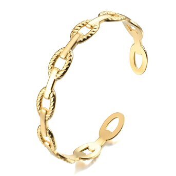 J - Waterproof,Tarnish free 18K GOLD PLATED STAINLESS STEEL CUFF BRACELET