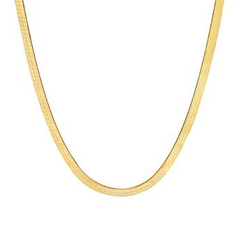 J-18K Waterproof,hypoallergenic,tarnish free HERRINGBONE  GOLD PLATED STAINLESS STEEL NECKLACE