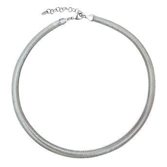 J-Waterproff,hypoallergenic,tarnish free SILVER HERRINGBONE STAINLESS STEEL NECKLACE